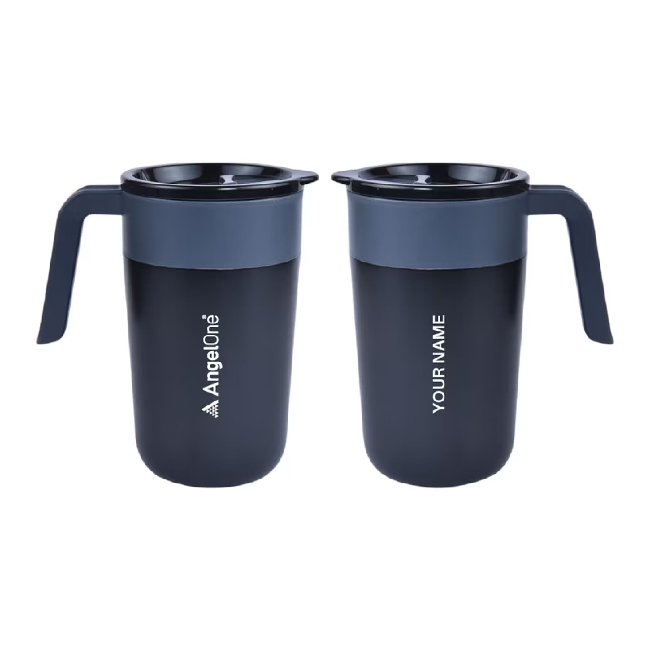 Cuppa Double Wall Travel Mug With Handle- Black- 400ml